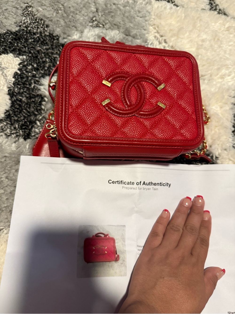 CHANEL Red Quilted Vanity Crossbody with Top Handle - Picture 2 of 14